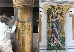 Freigelegter Engel und Heiliger Stefanus in der Geburtskirche in Bethlehem 